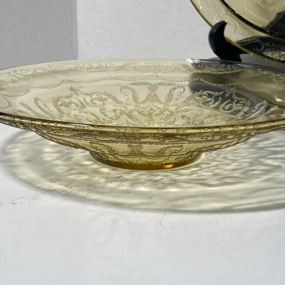 30052 Federal Glass Company Amber Round Glass Cake Plate and Serving Bowl - Picture 7 of 10